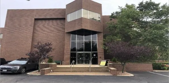 The office building at 2 Seaview Boulevard, Port Washington, seen from the parking lot.